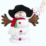 Gfilay Singing and Dancing Snowman Plush Toy for Christmas, Animated Stuffed Decoration with 6 Christmas Songs