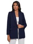 KOTTY Women's Single Breasted Relaxed Fit Lapel Collar Full Sleeve Blazer Dark blue