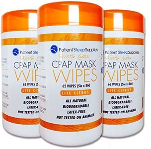 Patient Sleep Supplies CPAP Mask Wipes (Lite Citrus) - 3 packs of 62 wipes