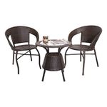 DEVOKO 3 Pieces Outdoor Patio Balcony Bistro Set With Hdpe Rattan Wicker Chairs And Table For Outdoor Garden Furniture Set (Dark Brown, 76.2 Cm, 58.4 Cm, 61 Cm)