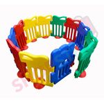 Shopster Baby Playpen Kids Activity Centre Safe & Spacious Play Yard Home Indoor Outdoor, Happy Game Enclosure Ball Pool Area for Toddlers with Lockable Gate (Multicolour, 12 Panel Set)