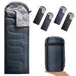 Petgin Envelope Camping Sleeping Bag 3 Seasons Warm & Cold Weather,Lightweight,Waterproof,Portable for Adults & Kids - Camping Gear Equipment,Hiking,Traveling,Indoors and Outdoors-Dark Gray