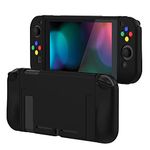 PlayVital Black Protective Case for Nintendo Switch, Soft TPU Slim Case Cover for Nintendo Switch Joycon Console with Colorful ABXY Direction Button Caps