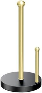 Gatco 1447MXB Kitchen Paper Towel Stand, Matte Black Brushed Brass | Countertop Solid Brass Weighted Base Paper Towel Holder Stand