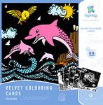 PepPlay Velvet Coloring Card Kit, Set of 5 Travel Friendly, No Mess Art for Kids, Art and Craft, Ocean Theme Colouring, DIY Activity, Sea Animals Drawing, Gifts for Kids Ages 3+