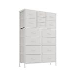 CAIYUN 15 Drawers Dresser for Bedroom with Storage, Tall Large Dressers Chest of Drawers for Clothes Storage, Closet Organizers with Fabric Drawer and Steel Frame for Living Room, White