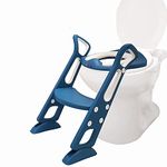 GOCART with G LOGO Adjustable Toilet Training Seat with Sturdy Non-Slip Wide Step and Soft Cushion for baby (Lake Blue), Plastic