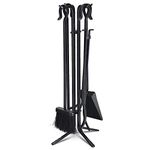 Tangkula 5 Pieces Fireplace Tools Wrought Iron Toolset 4 Tools & Decor Holder Indoor Outdoor Tong,Poker, Base, Shovel,Brush Fireplaces Hearth Accessories