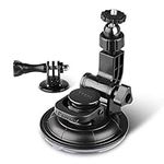 HSU Car Suction Cup Mount Compatible with GoPro Hero 12/11/10/9/8/7/6/5/4/3, DJI Osmo Action, Insta 360 Cameras, Dash Cam Holder, Perfect for Windshield and Window