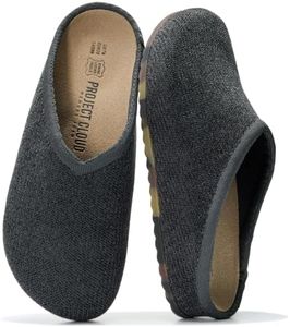 Project Cloud Casual Clogs for Women - Genuine Leather SmartFoam Arch Support Insole Womens Slippers Cashmere Knit Slides - Slip On Shoes for Women Non-Slip Mules & Clogs (Nella, Soft Black Knit,11M)