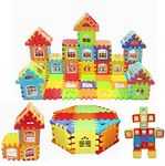 Toys N Smile DIY Big Size Interlocking House Building Block Game Toy for Kids with Attractive Window - Set of 140 pcs- Multicolor, Plastic