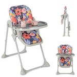 COSTWAY Baby Highchair, Height Adjustable Feeding High Chairs with Removable Tray, 5 Point Harness and Wheels, Folding Toddler Recliner for 6-36 Months (Navy)