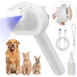 Pet Spray Hair Comb Brush for Shedding, 4 In 1 Steam Brush for Long & Short Haired Cat&Dog, Self-Cleaning Hair Remover with Water Tank And LED Blue Light, Release Button