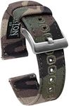 18mm Camouflage - BARTON Canvas Quick Release Watch Band Straps - Choose Color & Width - 18mm, 19mm, 20mm, 21mm, 22mm, 23mm, or 24mm