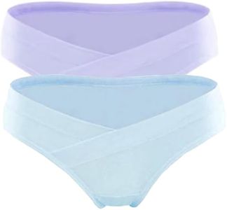 DClub Womens Cotton Postpartum Maternity Underwear | Pregnancy Postpartum Panties | Seamless Under The Bump Bikinis. (XXX-Large, Purple + Light Blue)