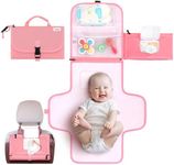 Kopi Baby Portable Diaper Changing Pad - Baby Diaper Changer Travel Bag with Wipes Pocket, Smart Design Portable Changing Mat, Infant Travel Station Kit, Gift for Newborn Girl & Boy - Pink, Classic