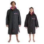 Dryrobe Advance LONG SLEEVE Change Robe - Stay Warm and Dry - Windproof Waterproof Oversized Poncho Coat - Swimming, Surfing, OCR Events (Medium - Black/Pink)