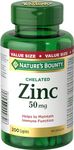 Nature's Bounty Chelated Zinc 50mg, Supports Immune Function and Maintain Body's Ability to Metabolize Nutrients, Maintains Healthy Skin and Bones, 200 Caplets