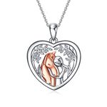 YFN Horse Pendant Necklace Sterling Silver Women Embrace Horse Gift for Women Horse Lover, Sterling Silver, Cubic Zirconia