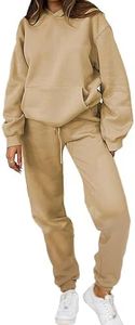 PAODIKUAI Women 2 Piece Outfits Hoodie Sweatsuits Set Sweatpants Long Sleeve Sweatshirt Matching Joggers Tracksuit Sets(apricot,XL)