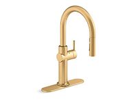 Kohler 22974-2MB Crue Touchless Pull Down Kitchen Sink Faucet, 3-Spray Sprayhead with Touchless Activation, Vibrant Brushed Moderne Brass