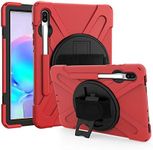 IVY 360 Degrees Kickstand Case Cover Compatible with Samsung Galaxy Tab S6 10.5 2020 (SM-T860/T865/T867) Stand Case with Wrist Strap,Shoulder Strap and Pencil Holder - Red