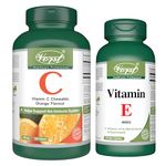 Vitamin E 400IU 90 Capsules and Vitamin C 500mg 200 Tablets (Combo Bundle 2 Bottles)