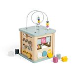 Bigjigs Toys Wooden Activity Cube - FSC® Certified Busy Centre With Shape Sorter & Bead Maze, Sustainable Sensory Toys For 1 Year Old, 22cm W x 23cm H