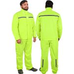 Allextreme Riding Jacket Rain Suit Cover with Pant PU Coated Polyester Fabric Waterproof Biker Rainwear with Full Sleeves for Men's Rider Protection Raincoat (S, Neon Green)