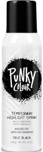 Punky Natural Color Highlights, True Black, Temporary Hair Color, Fast-Drying, Non-Sticky, Travel Size Hair Dye for Instant Vivid Hair Color, 3.5 oz