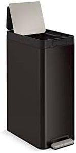 KOHLER 23826-BST 13 Gallon Elongated Kitchen Step Trash Can with Foot Pedal, Soft Close Lid, Black Stainless Steel