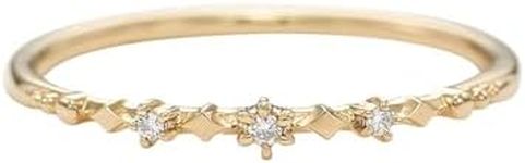 Epinki 9K Gold Ring for Women, Moissanite Vintage Dainty Stackable Gemstone Simple Promise Ring Jewelry Size 12