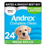 Andrex Complete Clean Toilet Roll - 24 Mega Toilet Rolls (=36 Standard Toilet Rolls), Bulk Buy, Now Even Softer, FSC Certified, Endorsed as a Which? Best Buy