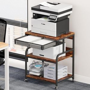 EasyCom 23.6"×18.9" Extra Large Printer Stand with Drawer & Wheels