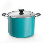 Cook N Home Nonstick Stockpot with Lid 10.5-Qt, Professional Deep Cooking Pot Cookware Canning Stock Pot with Glass Lid, Turquoise