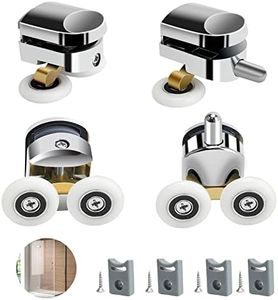 Rodillos para Puertas de Ducha 25mm Diámetro, Rueda Mampara Ducha para Vidrio de 4-6mm de Espesor Ruedas de Mamparas de Baño Recambio para Las Puertas de la Mampara (2 Superiores y 2 Inferiores)