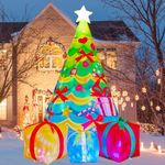 COMIN 7 FT Christmas Inflatables Tree Outdoor Decorations Blow Up Yard 3 Present Boxes with Built-in LEDs for Indoor Party Garden Lawn Decor