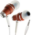 Symphonized NRG X Earphones Wired with Mic -Wood Earbuds with Microphone, Stereo In Ear Headphones for Computer, Android, PC & Laptop, Noise Isolating Ear Buds 3.5 mm Jack, Ear Phones Corded (White)