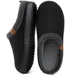 MERRIMAC Men's Slip-on Slippers Comfy Memory Foam Non-slip Indoor House Shoes Ink Dark Black, Size 11-12 UK