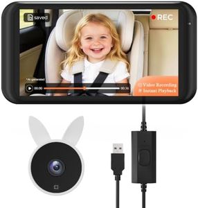 Babyvue BV2MAX Baby Car Camera with Video Recording & Playback, 4.5" 1080P HD Baby Car Monitor with Automatic IR Night Vision, USB Plug & Play, Rear-Facing Camera for Infant Car Seat