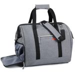 Lekesky Weekend Overnight Bags for Women - 33l Travel Holdall Bag for Airlines with Shoes Compartment (Grey Black,42 * 33 * 24cm)
