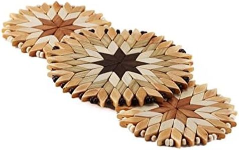 SPL Woodcraft Set of 3 Small Handmade Wooden Trivets For Hot Dishes - Diameter 6.5- Coasters and Hot Pads - Great Kitchen Gift Idea - by Ukraine