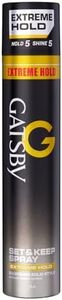 Gatsby Japan Set & Keep Hair Spray 400ml - Extreme Hold | Quick Drying, Long Lasting Hold, No Flaking & Natural Shine | Non Sticky & Easy Wash Off | Styling Hair Spray