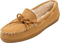 Minnetonka Men's Sheepskin Hardsole Moccasin Golden Tan Slippers 12 M