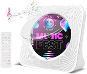 Desktop CD Player Portable with Bluetooth - Jimwey CD Player for Home with HiFi Speakers, FM Radio, Remote Control, LED Screen Display, Support CD/Bluetooth/USB/AUX, White CD Player for Gift