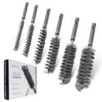Columpro 6PCS 304 Stainless Steel Bore Brush Copper Pipe Cleaner, Twisted Wire Drill Brush,1/4 Inch Hex Shank S2 Steel Handle, for Power Drill Plumbing Tools