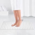 Home Cloud Premium Comfy Shower Mat with Suction Cups and Drain Holes, Non Slip, Anti Skid Plastic Bath Mat of PVC Rubber, 27x16 Inch, Best foot mats for walk-in Showers Mat (White)