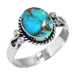 925 Sterling Silver Women Jewelry Copper Blue Turquoise Ring Size 19 (99054_CBT_R10)