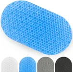 Vive Oval Bathtub Mat - Nonslip Shower Floor Pad - Non-Slip and Non-Skid for Bath Tub with Strong Rubber Suction Cup Grip - for Baby, Elderly, Kids, Bathroom (Blue)