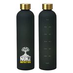 Nuke Nutrition 1 Litre Water Bottle - BPA Free & Leak Proof - Perfect Water Bottles for Sports, School & Work - Timed Water Bottle to Track Daily Hydration - Easy Drink 1L Water Bottle - Frosted Black